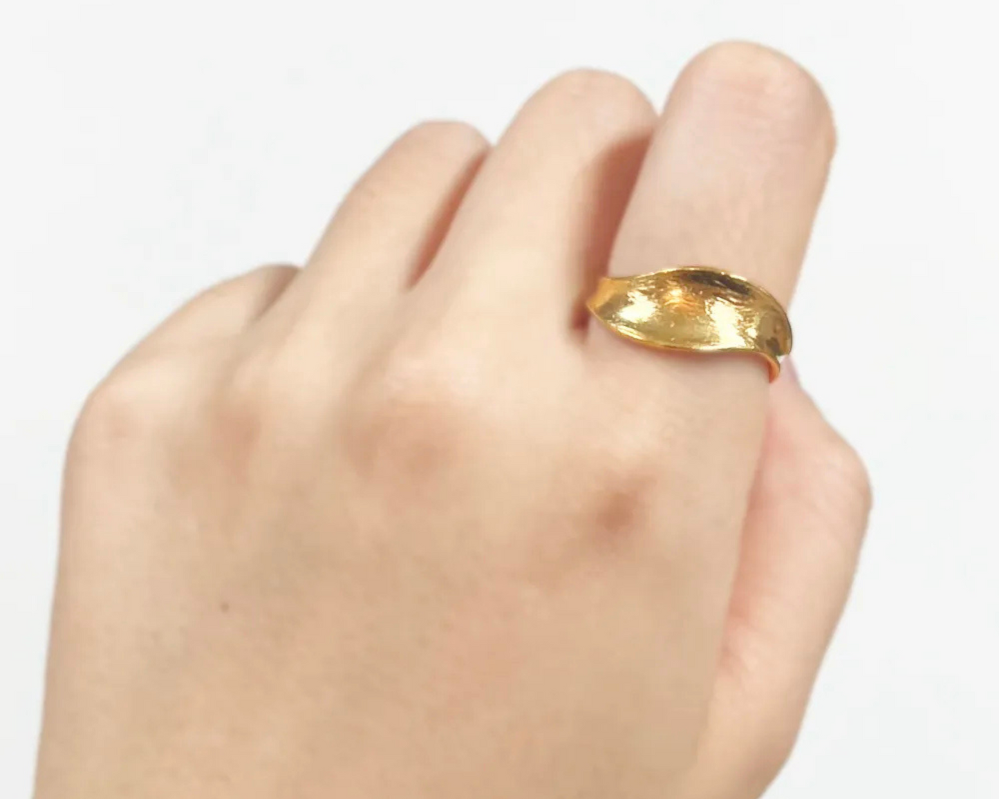 Satin Wave Adjustable Ring