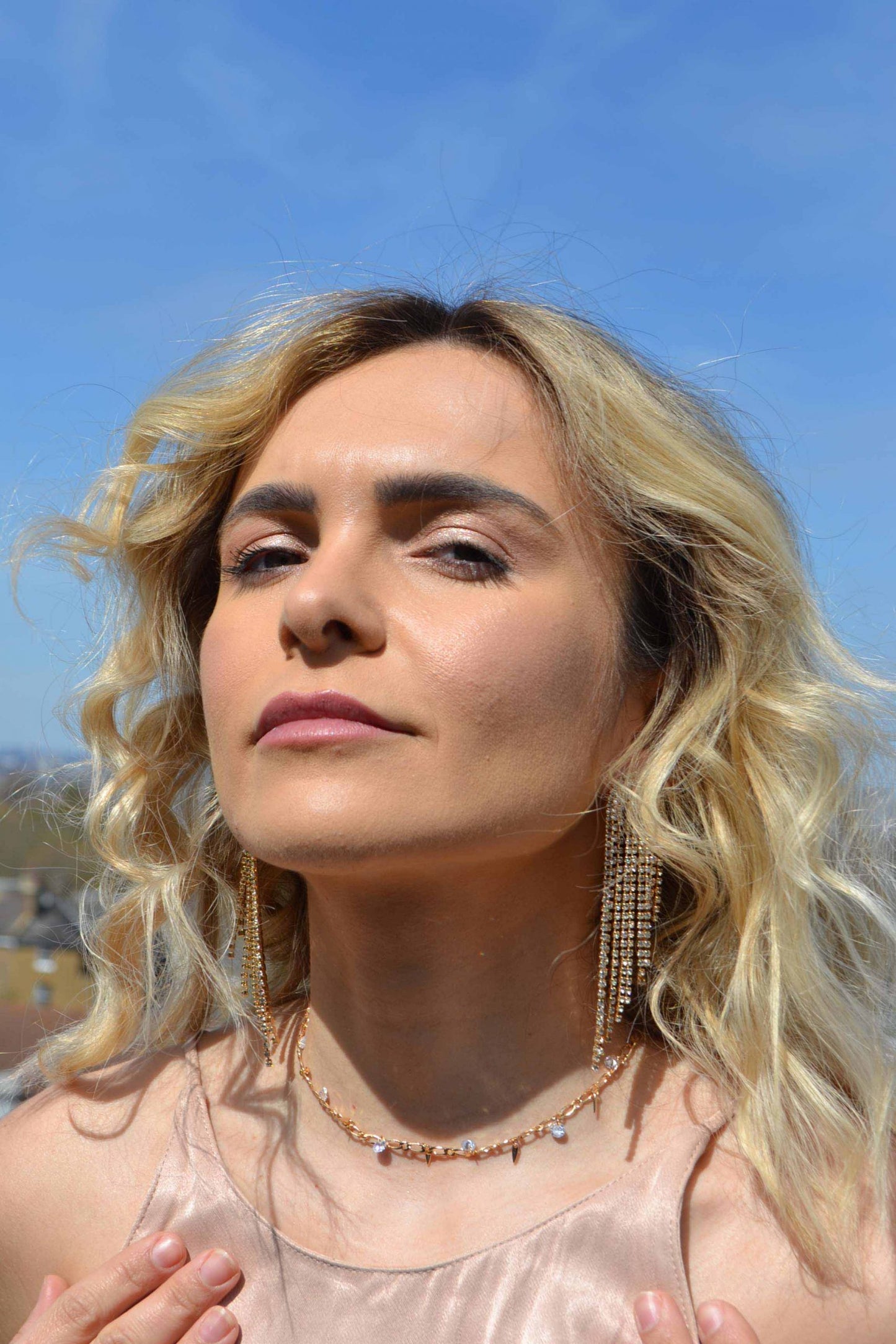 Aviva earring on model
