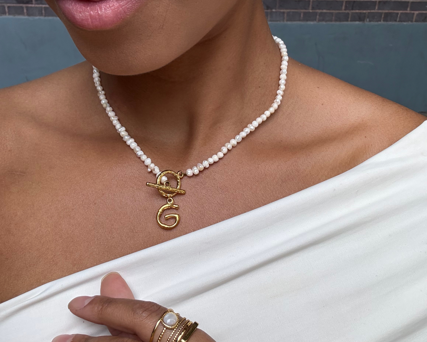 Botanica Pearl Initial Necklace