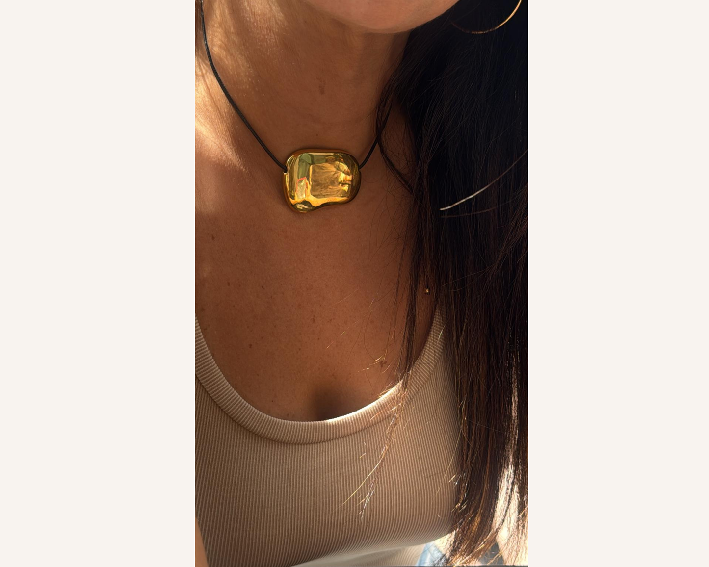 Kaia Adjustable Pebble Cord Necklace