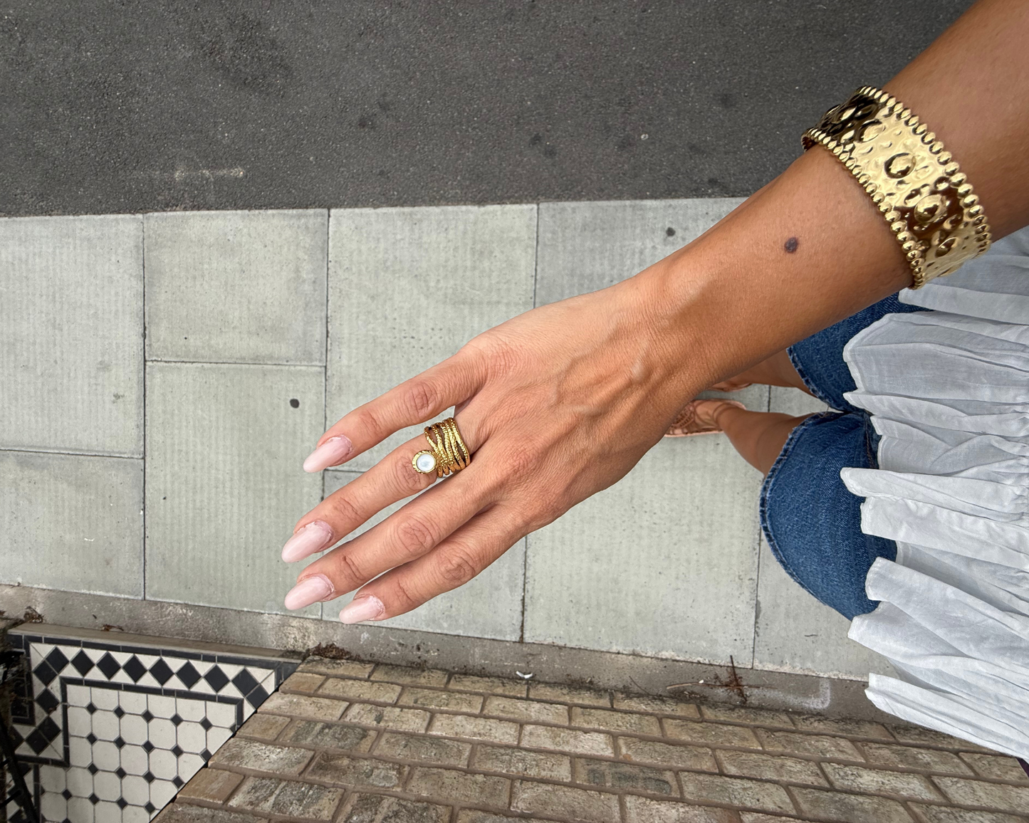 Lucente Organic Hammered Cuff Bracelet