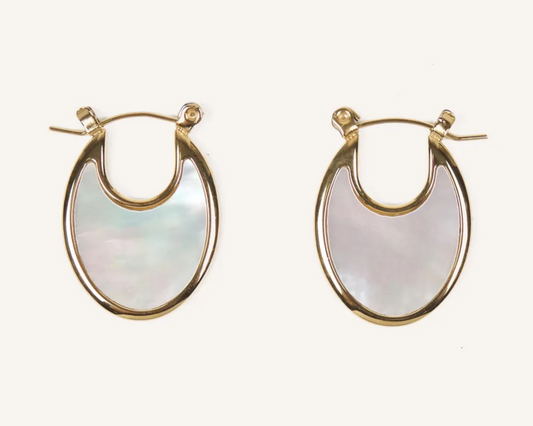 Moonlit Pearl Hoops Earrings