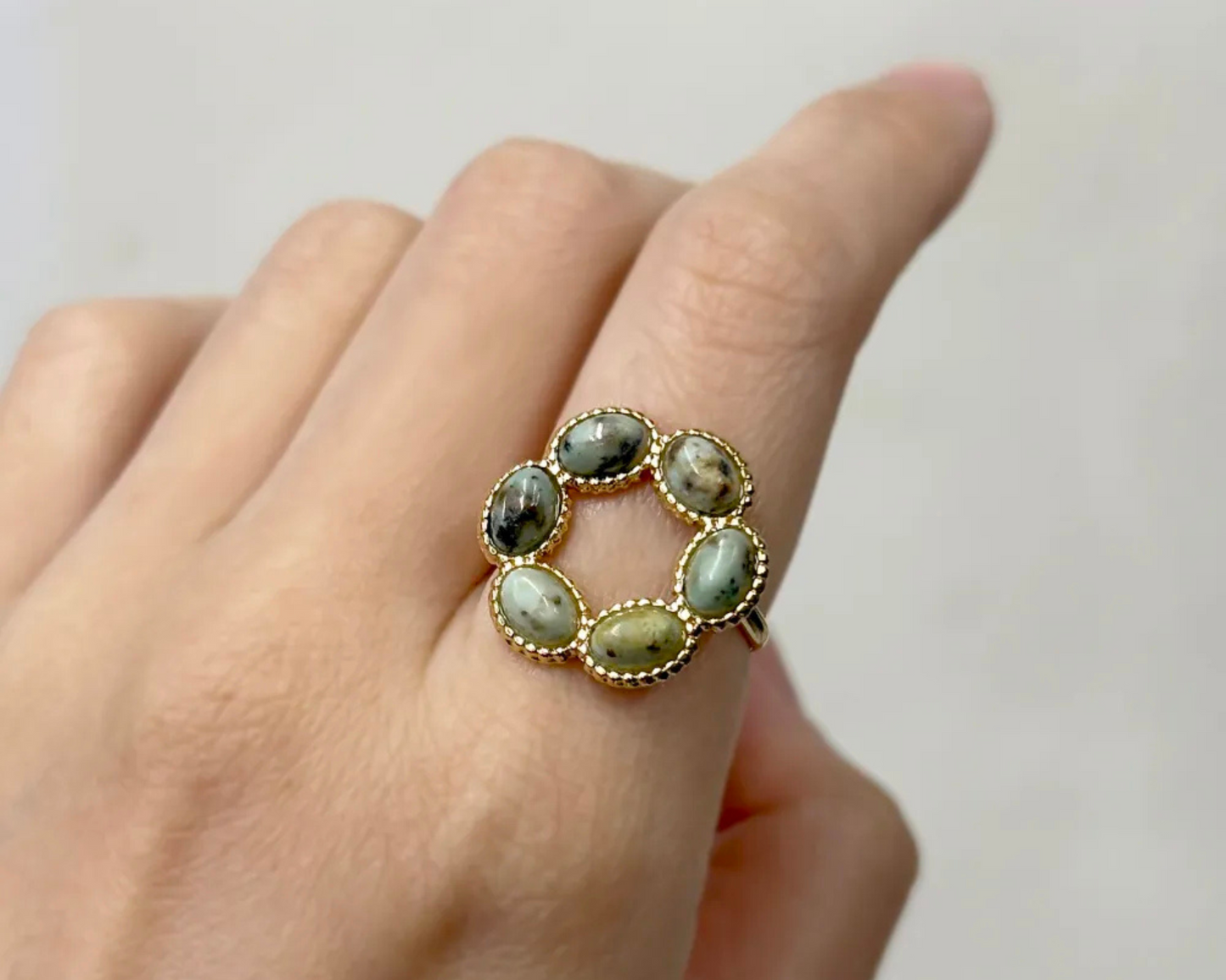 Bloomstone Halo Ring
