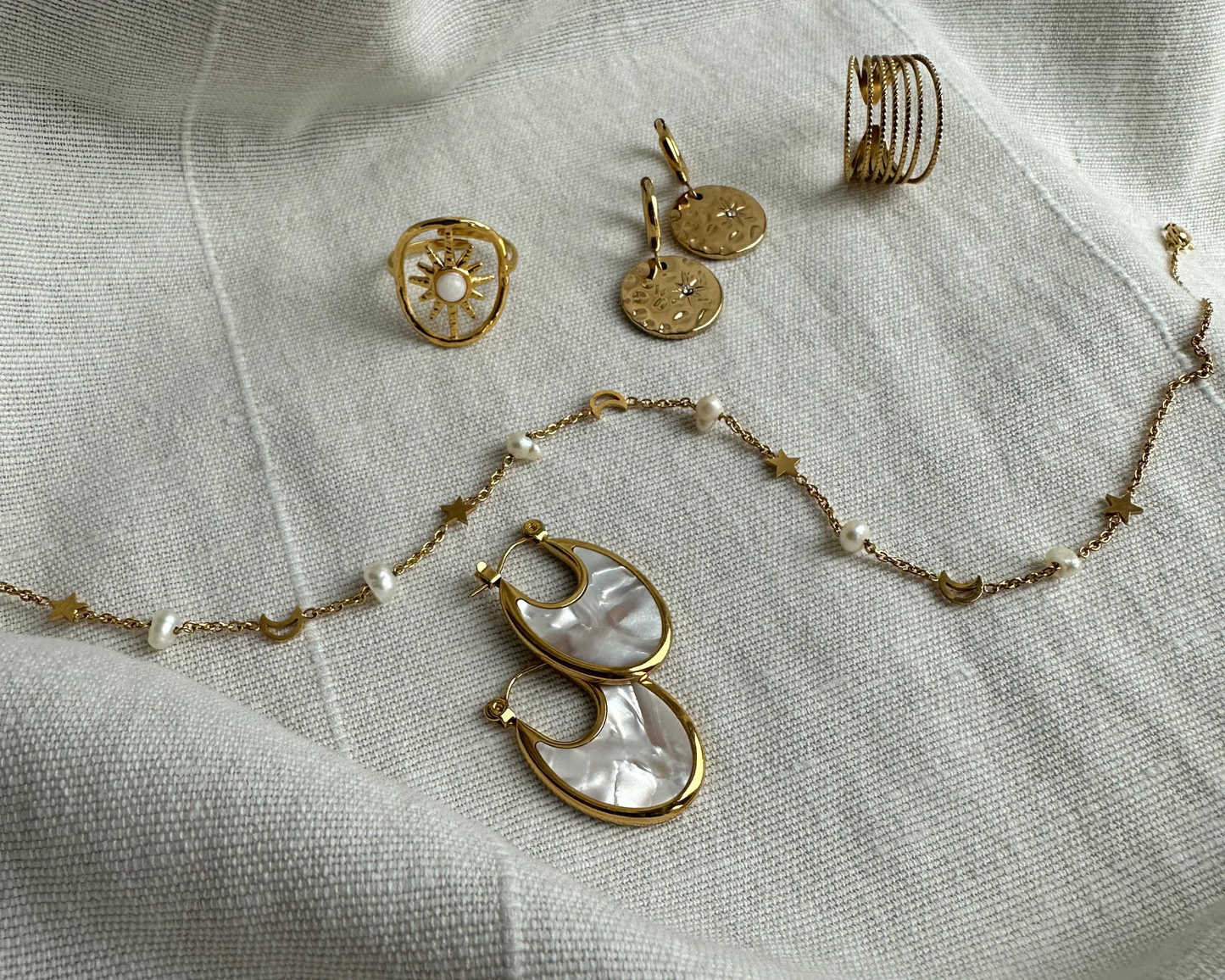 Moonlit Pearl Hoops Earrings